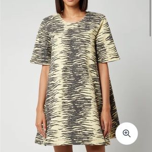 Ganni Women's Wide Mini Dress - Pale Banana tiger animal print denim